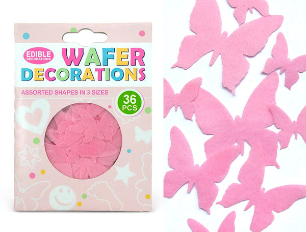 Precut pink Edible Wafer Butterfly -  Non Gmo No Soy Cake Decoration