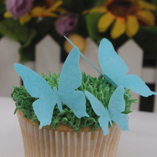 Precut Edible Wafer Blue Butterfly - Halal Certified Cake Decoration