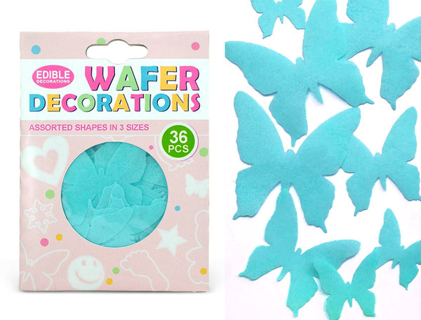 Precut Edible Wafer Blue Butterfly - Halal Certified Cake Decoration