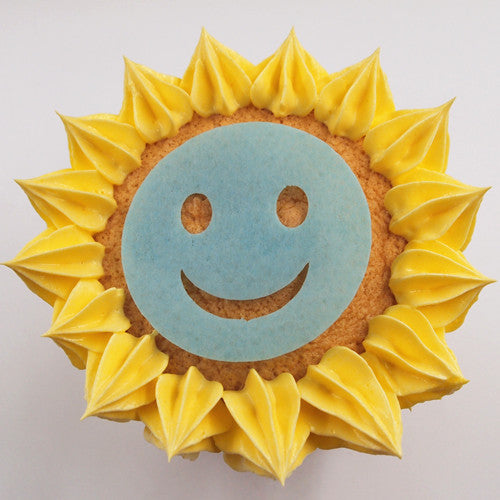 Precut Blue Edible Wafer Smiley - Nuts Free Vegan Cake Decorations