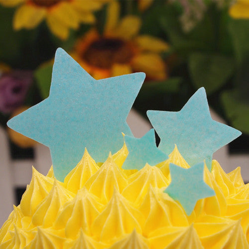 Precut Blue Edible Wafer Star - Dairy Free Halal Certified Cake Decor