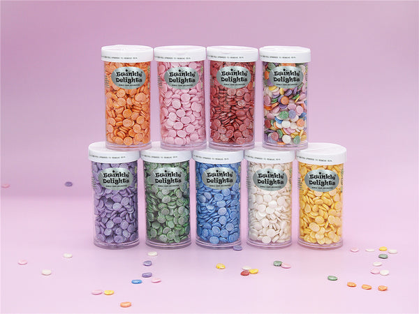 Shimmer White Confetti 8MM Big Sequins - Nuts Free Sprinkles For Cake