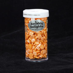 Shimmer Orange Confetti 8MM Big Sequins - Dairy Free Vegan Sprinkles (Top 14 Allergen Free, Naturally Sourced Ingredients, Plant-based, Clean Label Free From GMO, Hydrogenated Fat, Palm oil, BRC, Kosher, Halal & FDA)