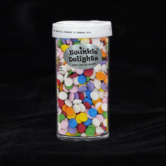 Rainbow Confetti 8MM Big Sequins - No Dairy Kosher Certified Sprinkles (Top 14 Allergen Free, Naturally Sourced Ingredients, Plant-based, Clean Label Free From GMO, Hydrogenated Fat, Palm oil, Vegan, BRC, Halal & FDA)