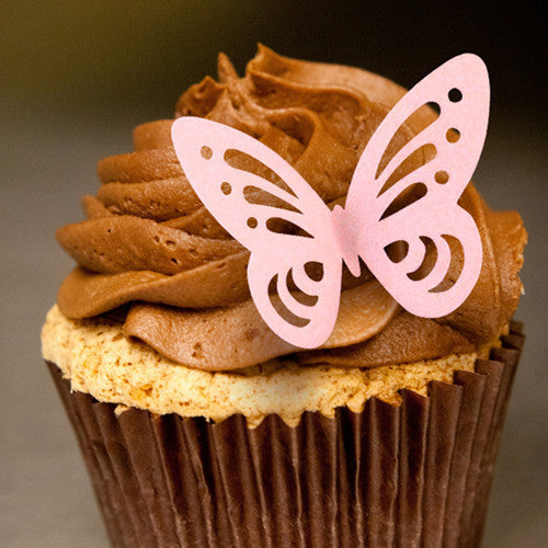 Precut Edible Wafer white & Dark Pink Butterfly - Nuts Free Cake Decor