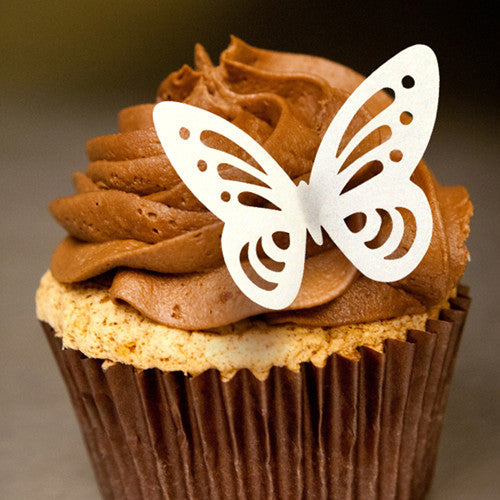 Precut Edible Wafer white & Dark Pink Butterfly - Nuts Free Cake Decor