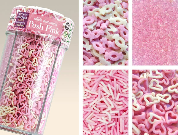 Posh Pink - Non Gluten Nut Free Vegan Sprinkles 4 Cell Shaker For Cake