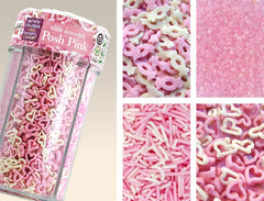 Posh Pink - Non Gluten Nut Free Vegan Sprinkles 4 Cell Shaker For Cake (Top 14 Allergen Free, Naturally Sourced Ingredients, Plant-based, Clean Label Free From GMO, Hydrogenated Fat, Palm oil, BRC, Kosher, Halal & FDA)