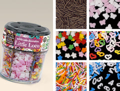 Little Loco - Non Dairy Vegan Sprinkles Cake Decoration 6 cell jar (Top 14 Allergen Free, Naturally Sourced Ingredients, Plant-based, Clean Label Free From GMO, Hydrogenated Fat, Palm oil, BRC, Kosher, Halal & FDA)