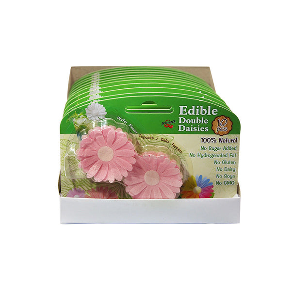 3D Edible Wafer Paper Pink Double Daisy - No Dairy No Nut Cake Decor