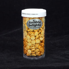 Gold Confetti 8MM Big Sequins - No Gluten Halal Sprinkles For Cakes (Top 14 Allergen Free, Naturally Sourced Ingredients, Plant-based, Clean Label Free From GMO, Hydrogenated Fat, Palm oil, Certified Vegan, BRC, Kosher & FDA)