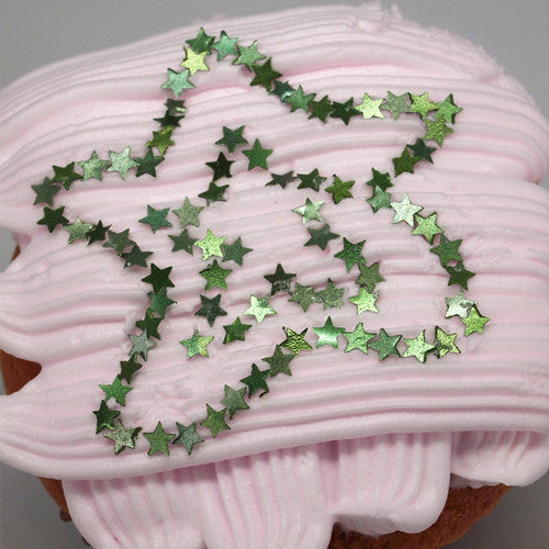 Green Glitter Stars - Gluten Free Halal Certified Edible Decoration