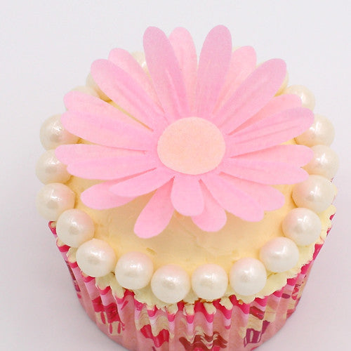 3D Edible Wafer White & Pink Double Daisy - Nuts Free Cake Decoration