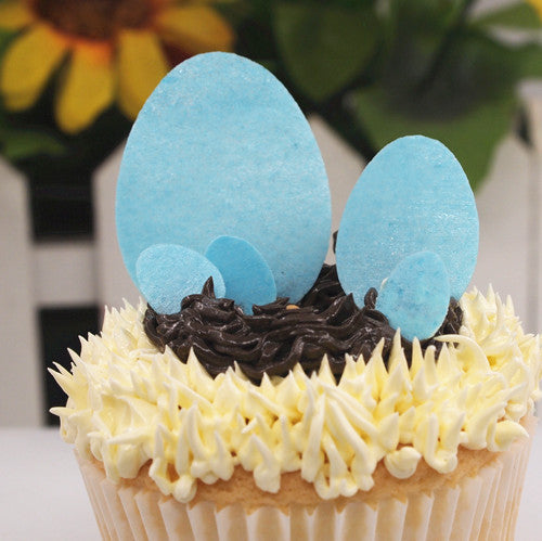 Precut Edible Wafer Blue Egg - Non Dairy No Soy Vegan Cake Decoration