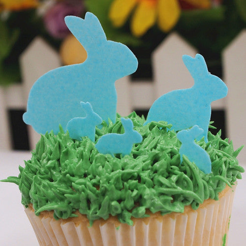 Precut Edible Wafer Blue Rabbit - Nuts Free Vegan Cake Decorations