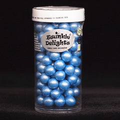 Shimmer Blue 8mm Pearls - Nut Free Dairy Free Vegan Sprinkles For Cake (Top 14 Allergen Free, Naturally Sourced Ingredients, Plant-based, Clean Label Free From GMO, Hydrogenated Fat, Palm oil, BRC, Kosher, Halal & FDA)