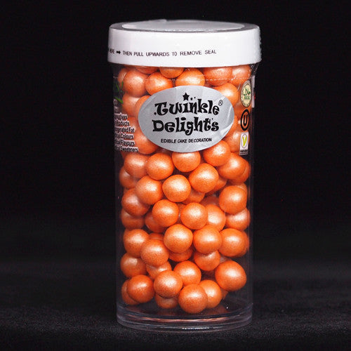 Shimmer Orange 8mm Pearls - Dairy Free Soya Free Kosher Sprinkles