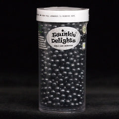 Shimmer Black 4mm Pearls - Soya Free Kosher Sprinkles Cake Decoration (Top 14 Allergen Free, Naturally Sourced Ingredients, Plant-based, Clean Label Free From GMO, Hydrogenated Fat, Palm oil, Certified Vegan, BRC, Halal & FDA)