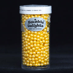 Shimmer Yellow 4mm Pearls - Gluten Free Natural Ingredients Sprinkles (Top 14 Allergen Free, Plant-based, Clean Label Free From GMO, Hydrogenated Fat, Palm oil, Certified Vegan, BRC, Kosher, Halal & FDA)