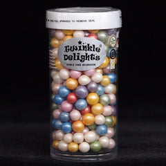 Shimmer Rainbow 6mm Pearls - Nuts Free Natural Ingredients Sprinkles (Top 14 Allergen Free, Plant-based, Clean Label Free From GMO, Hydrogenated Fat, Palm oil, Certified Vegan, BRC, Kosher, Halal & FDA)