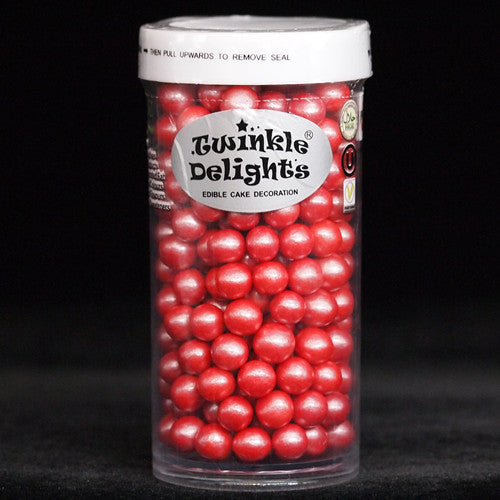 Shimmer Red 6mm Pearls - Nuts Free Kosher Sprinkles Cake Decoration