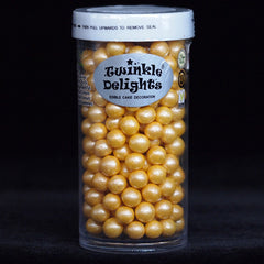 Gold 6mm Pearls - Gluten Free Nut Free Vegan Sprinkles Cake Decoration (Top 14 Allergen Free, Naturally Sourced Ingredients, Plant-based, Clean Label Free From GMO, Hydrogenated Fat, Palm oil, BRC, Kosher, Halal & FDA)