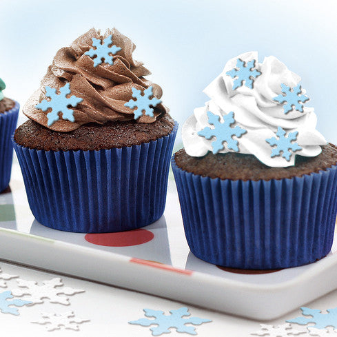 1" Blue Snowflake Edible Wafer Paper - Gluten Free Cake Decoration