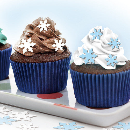 Edible Wafer 1.5" White&Blue Snowflake - Dairy Free Vegan Cake Decor
