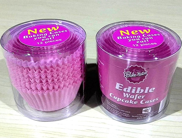 Edible Wafer Paper Pink Cupcake Case - Gluten Free Cake Decoration