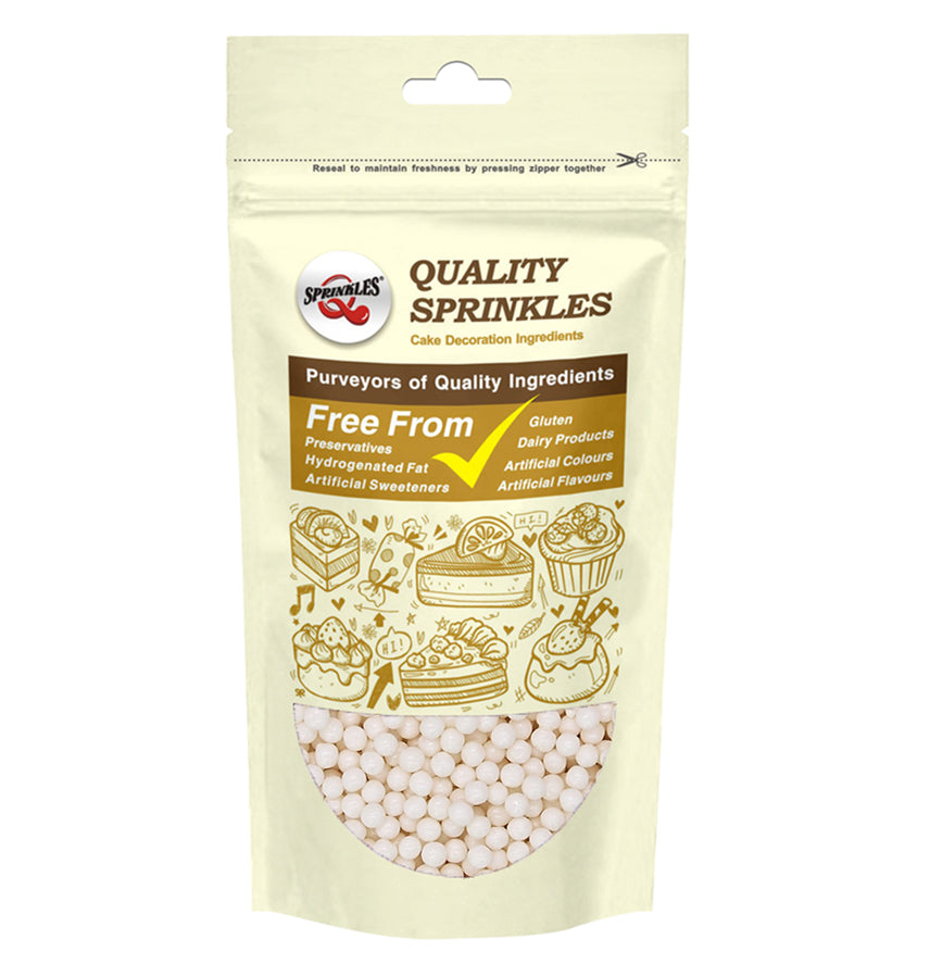 Matt White 3MM Pearls - Gluten Free Nut Free Vegan Sprinkles for Cakes