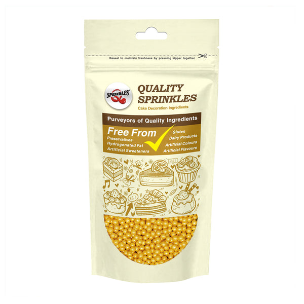 Gold 4mm Pearls - Nuts Free Halal Ceritifed Sprinkles Cake Decoration