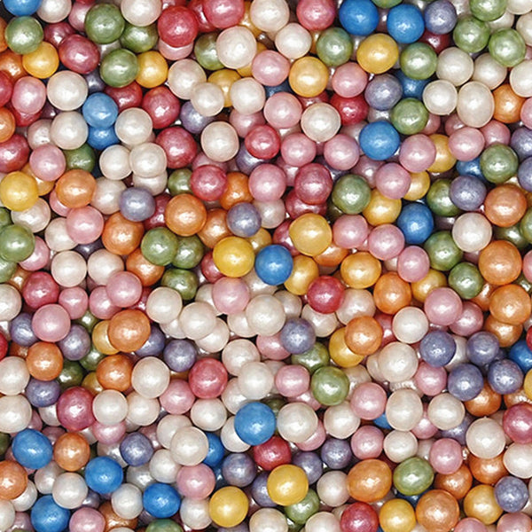 Shimmer Rainbow 4mm Pearls - Nut Free Soy Free Vegan Sprinkles 4 Cake