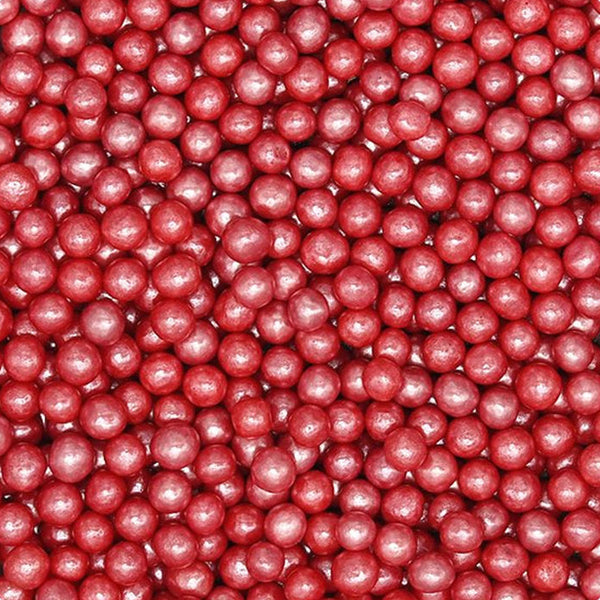 Shimmer Red 4mm Pearls - Soya Free Kosher Sprinkles Cake Decoration