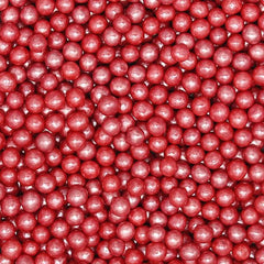 Shimmer Red 4mm Pearls - Soya Free Kosher Sprinkles Cake Decoration (Top 14 Allergen Free, Naturally Sourced Ingredients, Plant-based, Clean Label Free From GMO, Hydrogenated Fat, Palm oil, Certified Vegan, BRC, Halal & FDA)