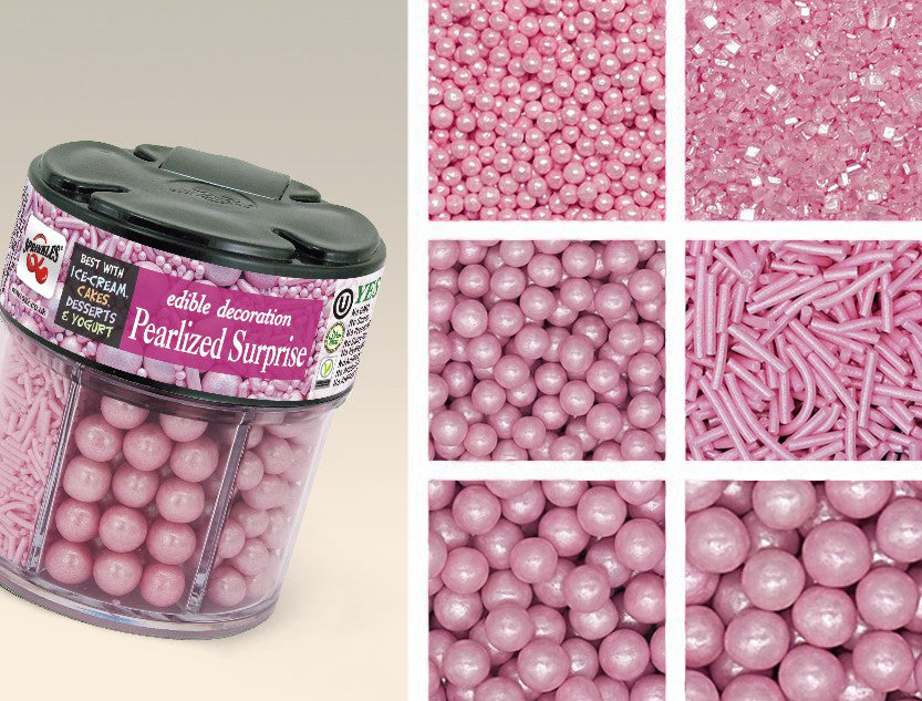 Pearlized Pink 6 in 1 shaker - No GMOs No Soya Halal Certified Sprinkles