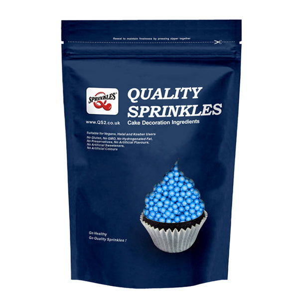 Shimmer Blue 6mm Pearls - Soya Free Halal Certified Sprinkles For Cake