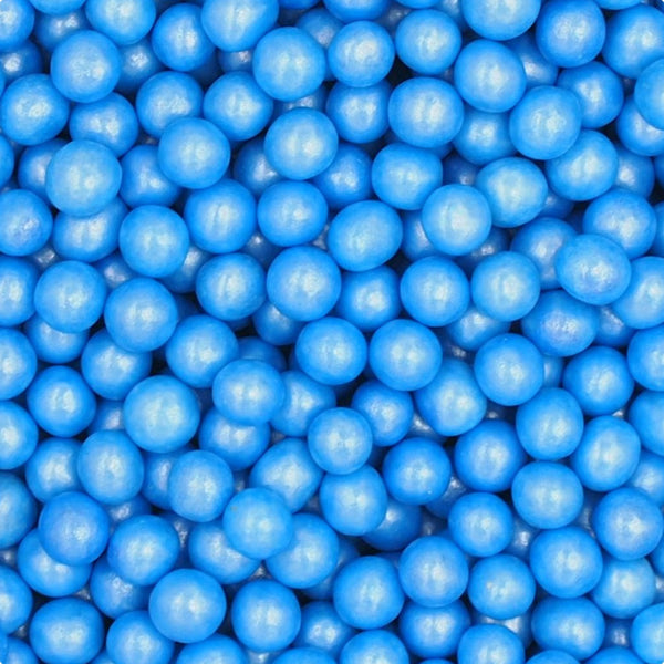 Shimmer Blue 6mm Pearls - Soya Free Halal Certified Sprinkles For Cake