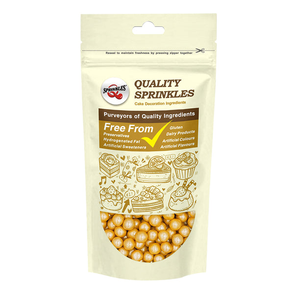 Gold 6mm Pearls - Gluten Free Nut Free Vegan Sprinkles Cake Decoration