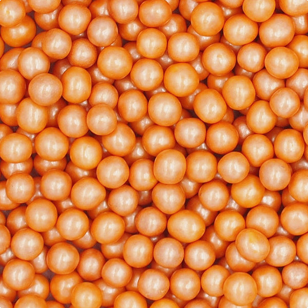 Shimmer Orange 6mm Pearls - Nuts Free Natural Ingredients Sprinkles