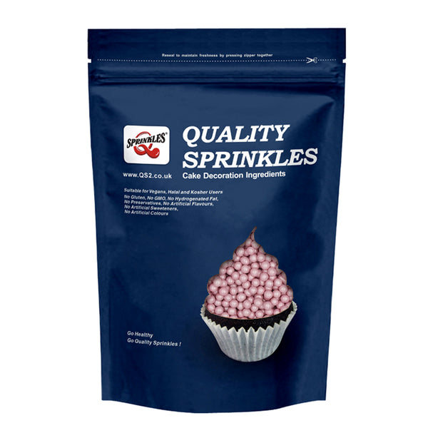 Shimmer Pink 6mm Pearls - Dairy Free Nut Free Halal Sprinkles for Cake
