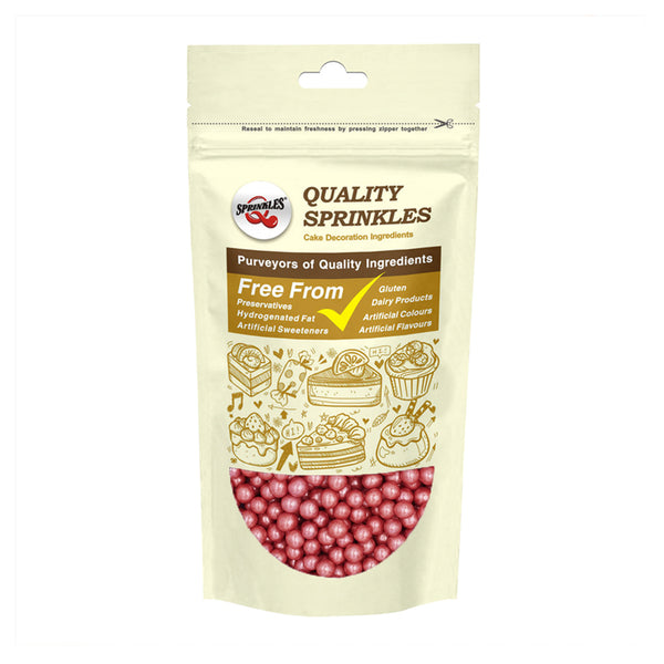 Shimmer Red 6mm Pearls - Nuts Free Kosher Sprinkles Cake Decoration
