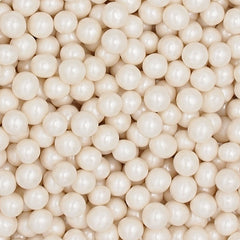 Shimmer White 6mm Pearls - Gluten Free Vegan Sprinkles Cake Decoration (Top 14 Allergen Free, Naturally Sourced Ingredients, Plant-based, Clean Label Free From GMO, Hydrogenated Fat, Palm oil, BRC, Kosher, Halal & FDA)