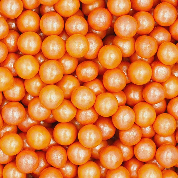 Shimmer Orange 8mm Pearls - Dairy Free Soya Free Kosher Sprinkles