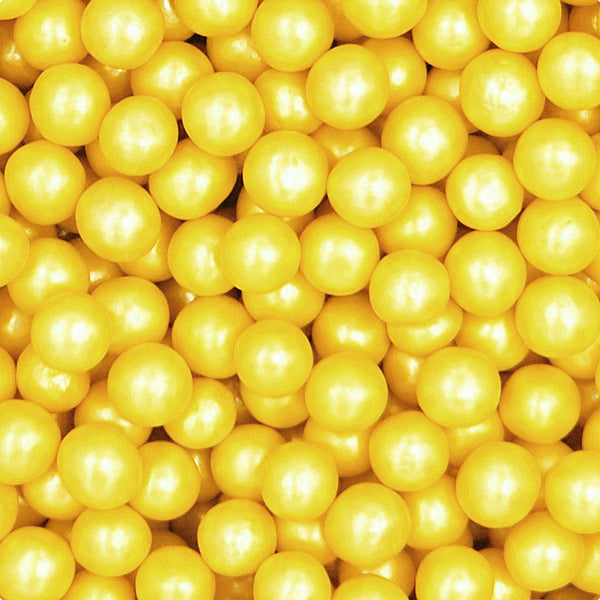 Shimmer Yellow 8mm Pearls - No Dairy No Soya Vegan Sprinkles For Cake