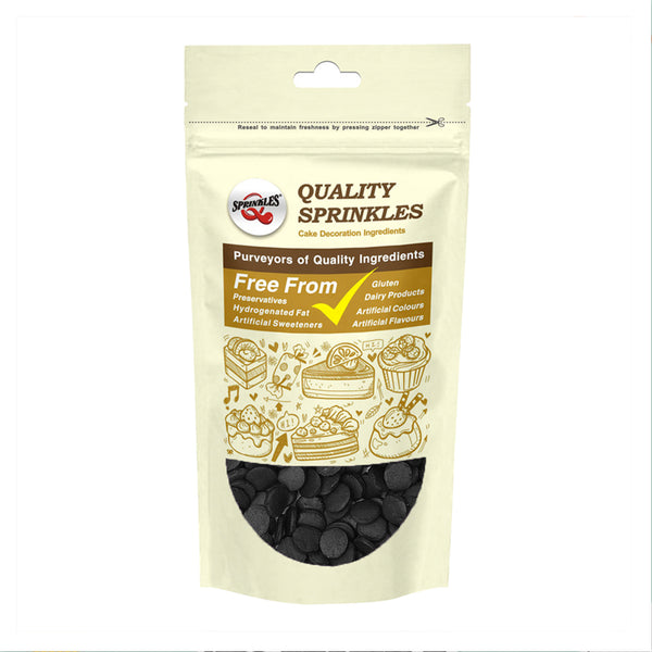 Black Confetti 8MM Big Sequins - Non Gluten Sprinkles Cake Decoration