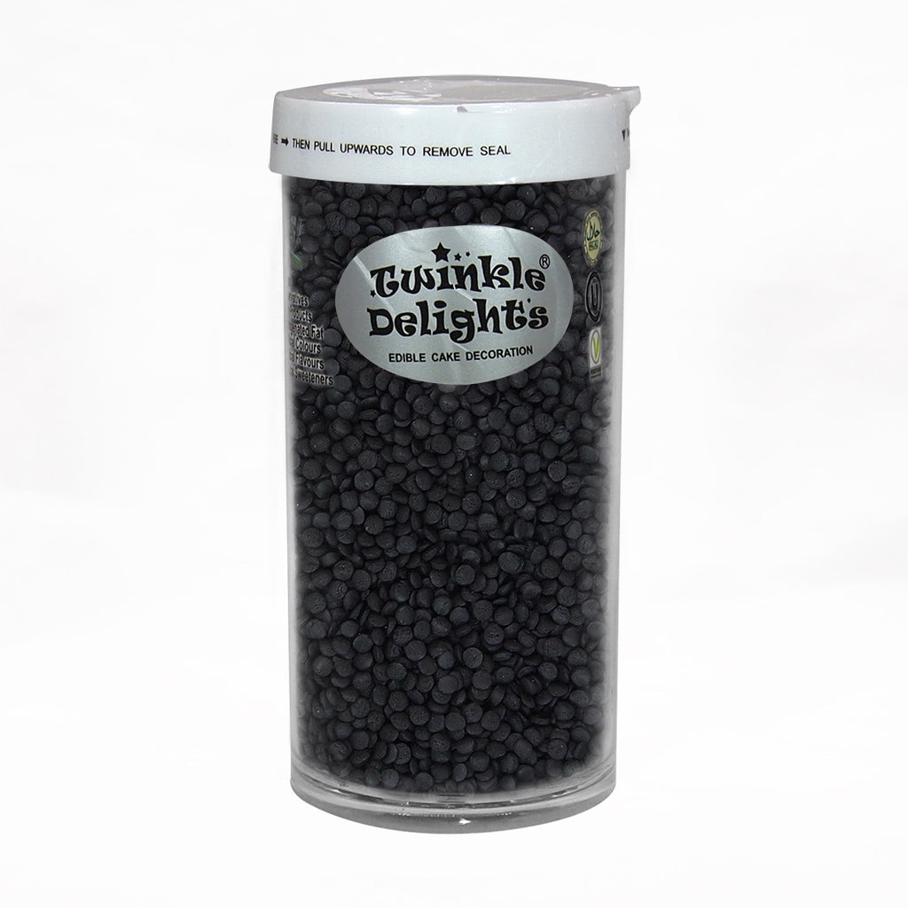 Black Confetti Dots - Nuts Free Clean Label Sprinkles Cake Decoration