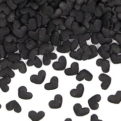 Black Confetti Heart - Halal Certified Soya Free Sprinkles For Cake (Top 14 Allergen Free, Naturally Sourced Ingredients, Plant-based, Clean Label Free From GMO, Hydrogenated Fat, Palm oil, Vegan, BRC, Kosher & FDA)