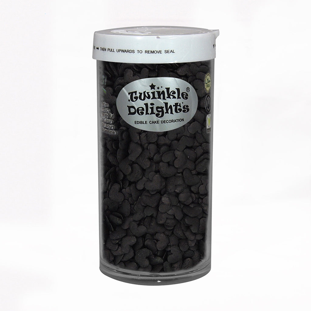 Black Confetti Heart - Halal Certified Soya Free Sprinkles For Cake