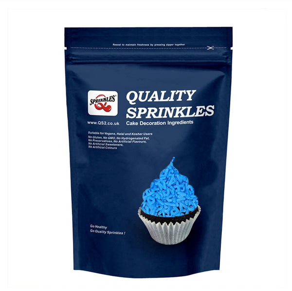 Blue Confetti Alphabets - No Gluten No Soya Halal Sprinkles Cake Decor