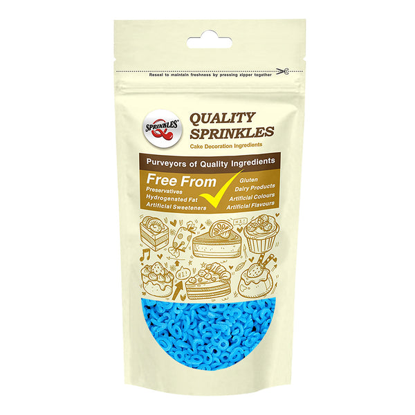 Blue Confetti Number - Soya Free Gluten Free Halal Sprinkles For Cake